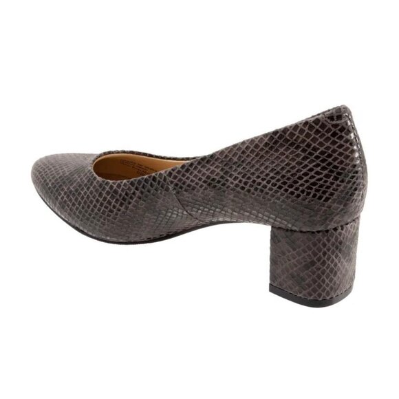 Trotters KARI Comfort Block Heel Slip On Pump Brown Snake Size 8.5 WW - Picture 5 of 10